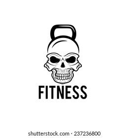 skull in the form of kettlebell fitness concept