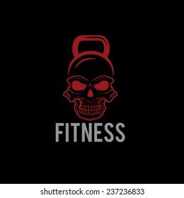 skull in the form of kettlebell fitness concept