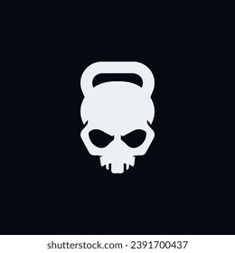 Skull in the form of kettlebell fitness concept