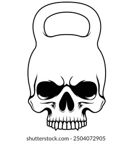 Skull in the form of kettlebell vector illustration. 