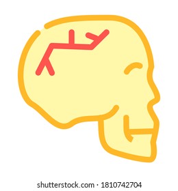 skull fracture color icon vector. skull fracture sign. isolated symbol illustration