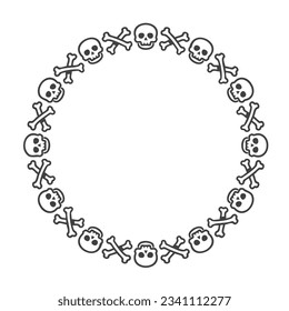 Skull frame circle halloween vector.