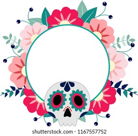skull frame, mexican decoration, day of the dead traditional celebration