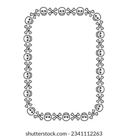 Skull frame rectangle halloween vector.