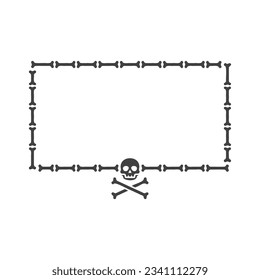 Skull frame rectangle halloween vector.