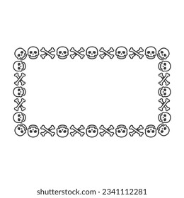 Skull frame rectangle halloween vector.