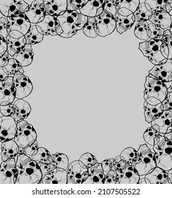 Skull frame. Skeleton head frame background. vector texture