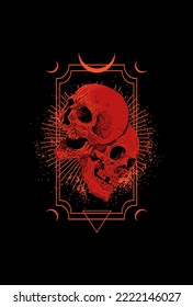 Skull with frame vector illustration