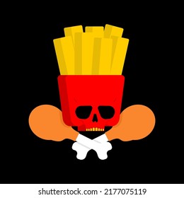 Skull French fries. Harmful food. not healthy fast food