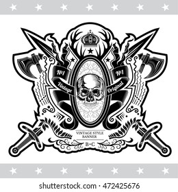 Skull Front View Vintage Weapon Pattern Stock Vector (Royalty Free ...