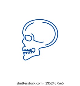 Skull front view line icon concept. Skull front view flat  vector symbol, sign, outline illustration.