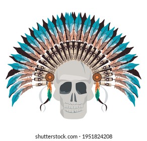 skull front with war bonnet