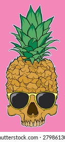 skull fruit pineapple with glasses