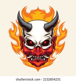 Skull fujin mask vector illustration