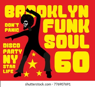 Skull Funk Soul disco dancer printing and embroidery graphic design vector artwork