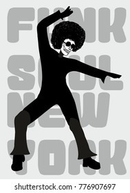 Skull Funk Soul disco dancer printing and embroidery graphic design vector artwork