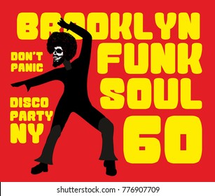 Skull Funk Soul disco dancer printing and embroidery graphic design vector artwork