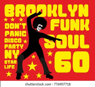 Skull Funk Soul disco dancer printing and embroidery graphic design vector artwork