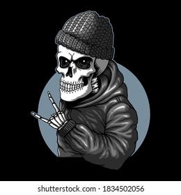 Skull funky style vector illustration for your company or brand