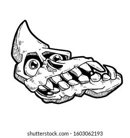 SKULL FUNNY DRAWING STYLE VECTOR DESIGN