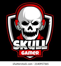 skull gamer mascot logo gaming vector illustration