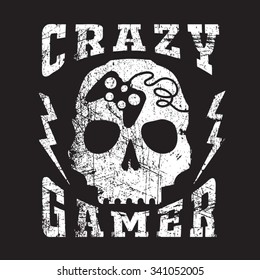 Skull-Gamer-Typografie, T-Shirt-Grafik, Vektorgrafiken