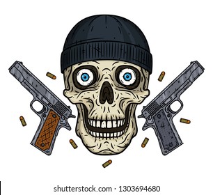 387 Skull with two pistols Images, Stock Photos & Vectors | Shutterstock