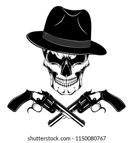 Skull Gangster Wearing Hat Pistols Stock Vector (Royalty Free ...