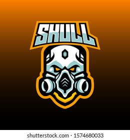 skull with gas mask e sports logo , skull gaming mascot design