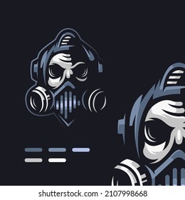 Skull Gas Mask Gaming Mascot Logo Design