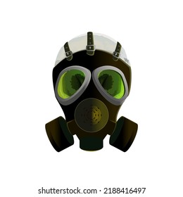 Skull in a gas mask with green goggles. Post apocalypse icon, beware, deadly