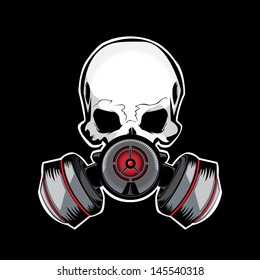 Skull Gas Mask Illustration