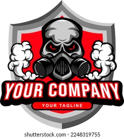 Skull with gas mask mascot logo template