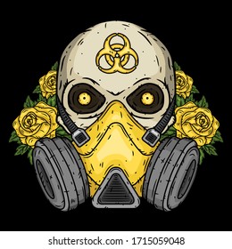 Skull. Skull with gas mask. Skull with respirator