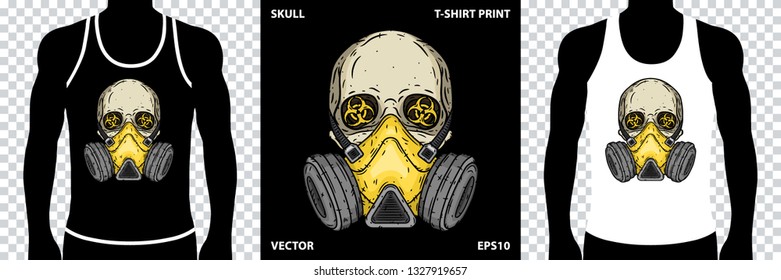 Skull  Skull and gas mask  Skull and respirator  Vector illustration for printing t  shirts  stickers  posters   more 