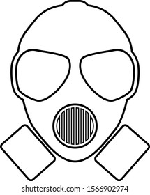 skull with gas mask sign outline vector 