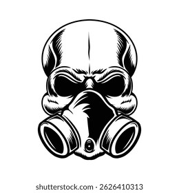 Skull with gas mask vector art 