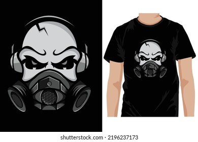 Skull gas musk mascot logo. gaming logo. t-shirt design