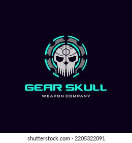 Skull Gear Mask Logo Vector design. For mascot logo design in modern style, mascot logo template.