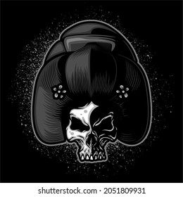 Plantilla vectorial con logotipo Geisha, elemento de diseño para logotipo, afiche, tarjeta, pancarta, emblema, camiseta, ilustración vectorial.