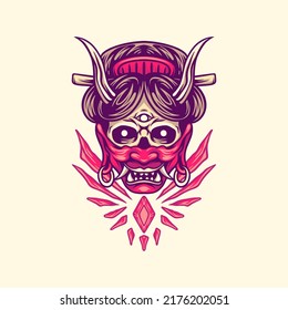 Skull Geisha Use Mask Illustration For Merchanside
