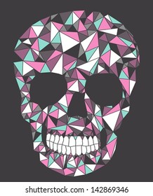 Skull with geometric pattern.