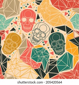 Skull  with geometric polygonal ornament.
