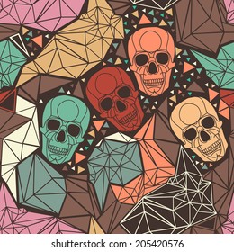 Skull  with geometric polygonal ornament.