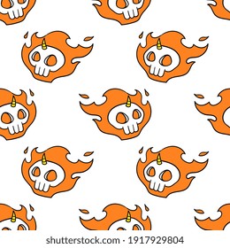 skull ghost flying seamless pattern textile print. Great for summer vintage fabric, scrapbooking, wallpaper, giftwrap. repeat pattern background design