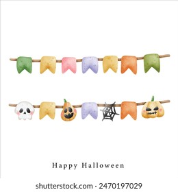 skull ghost party flag, illustration Halloween horror element clipart