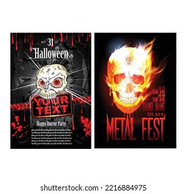Skull ghost rider Poster aesthetic Illustration vector