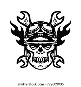 Skull ghost rider road biker vector illustration mascot logo