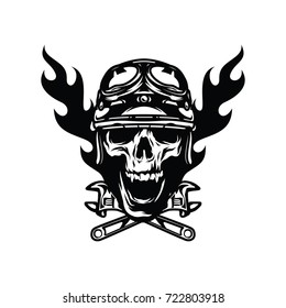 Skull ghost rider road biker vector illustration mascot logo