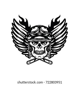 Skull ghost rider road biker vector illustration mascot logo